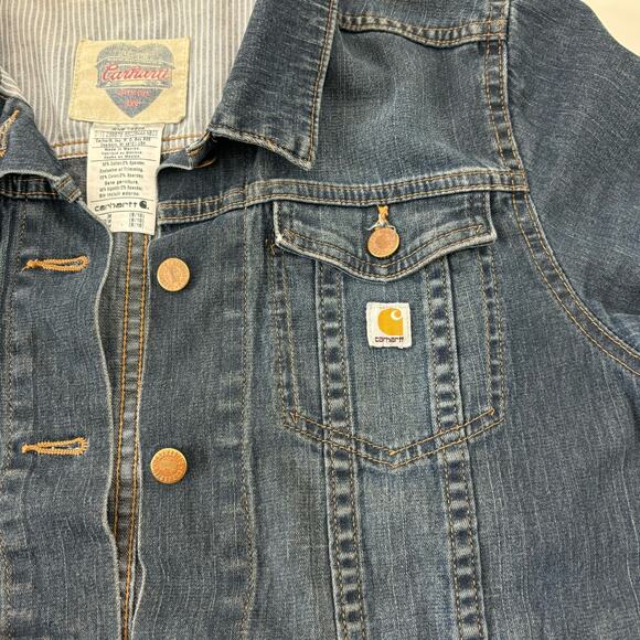 Carhartt Women’s Jean Denim Trucker Jacket Button Up M - Picture 7 of 8